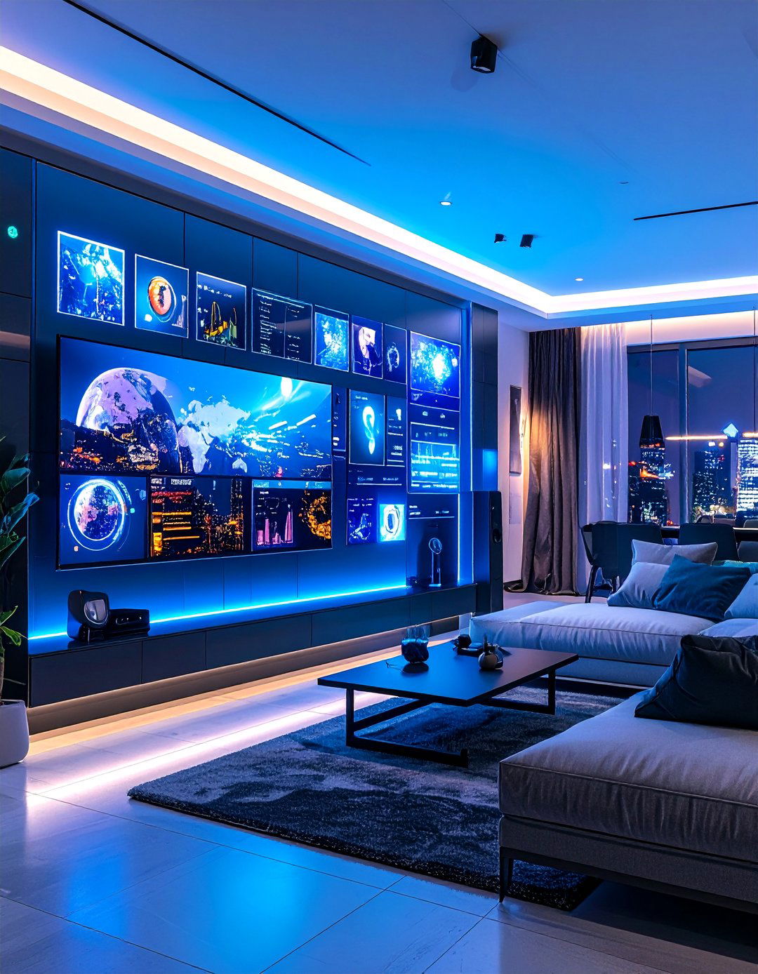 Smart Home Integration Media Wall with Technology - 25 Media Wall Ideas