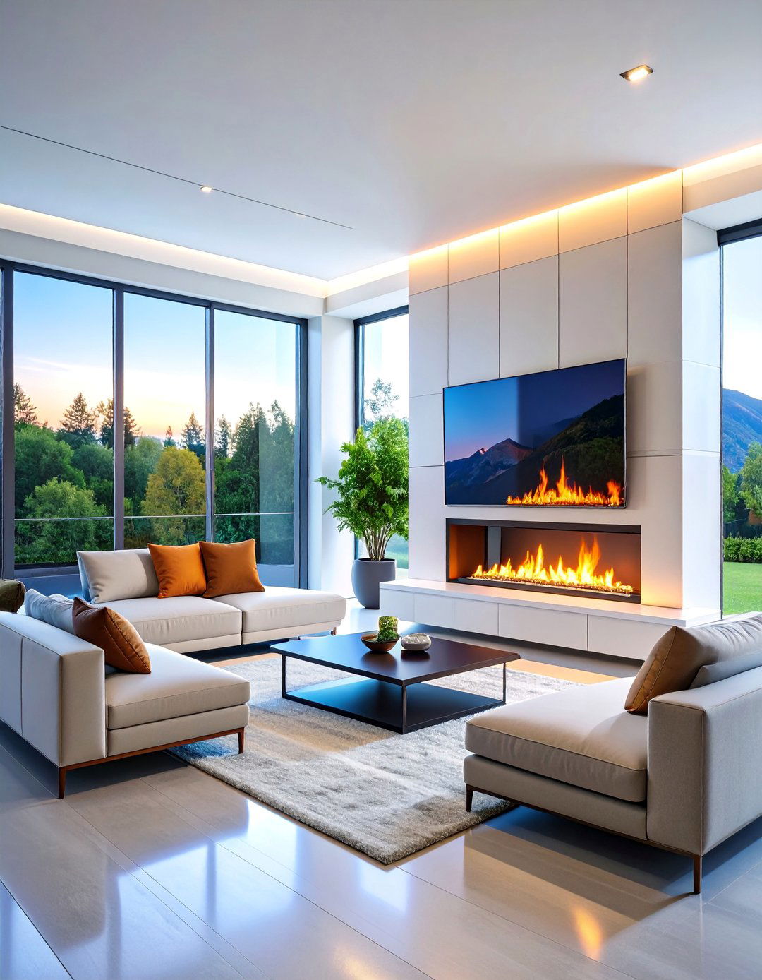 Smart Home Technology Integration Design - 25 Electric Fireplace Ideas With Tv Above