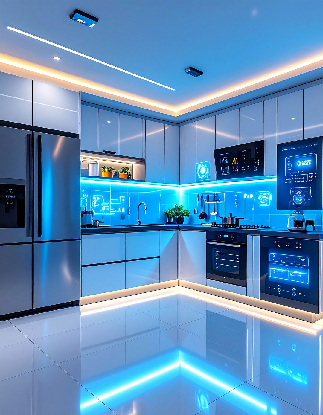 Smart Kitchen Technology with White Appliances and Connected Features - 25 Kitchen With White Appliances Ideas