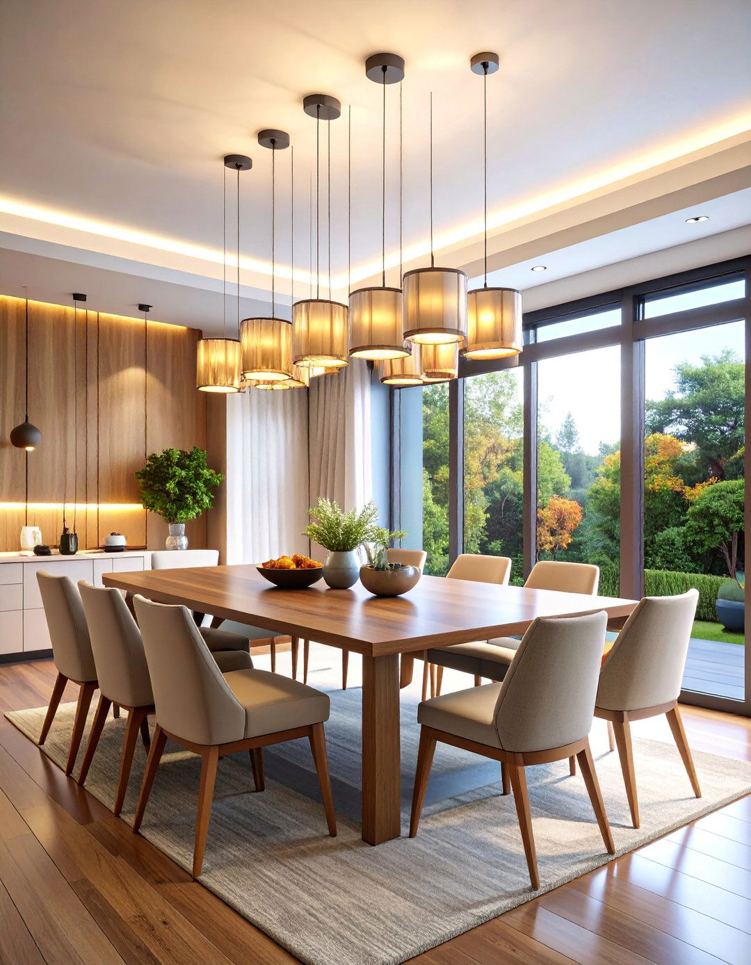 Smart LED Dining Room Lighting with App Control - 25 Dining Room Lighting Ideas