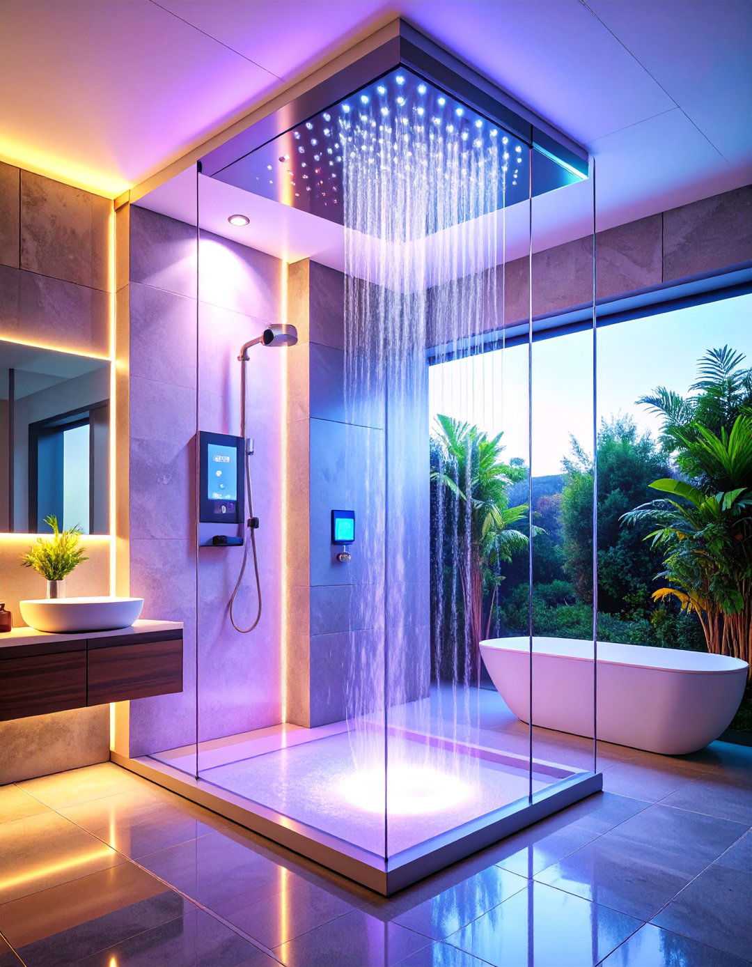 Smart Mirror Integration with Digital Controls - 25 Luxury Shower Ideas