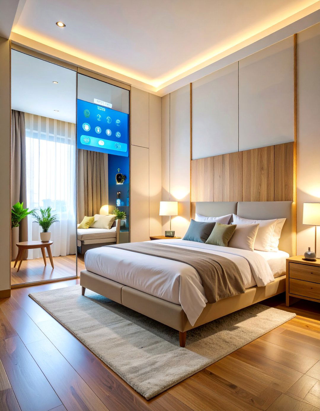 Smart Mirror with Integrated Technology Features - 25 Bedroom Mirror Ideas