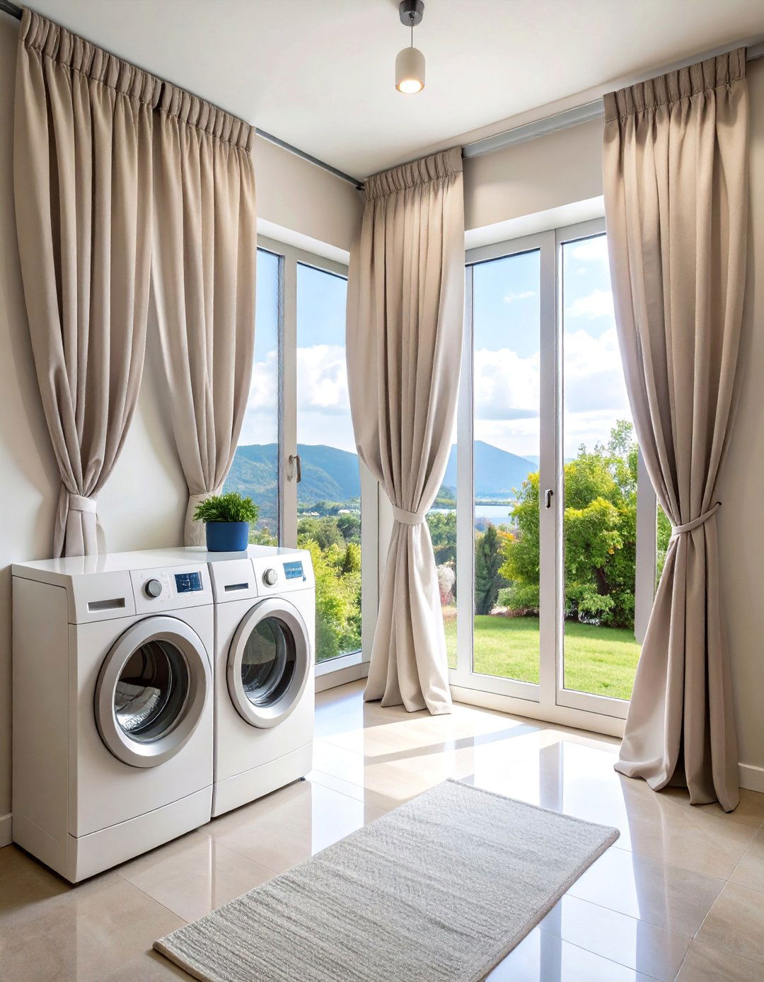 Smart Motorized Curtains with Technology Integration - 25 Laundry Room Curtain Ideas