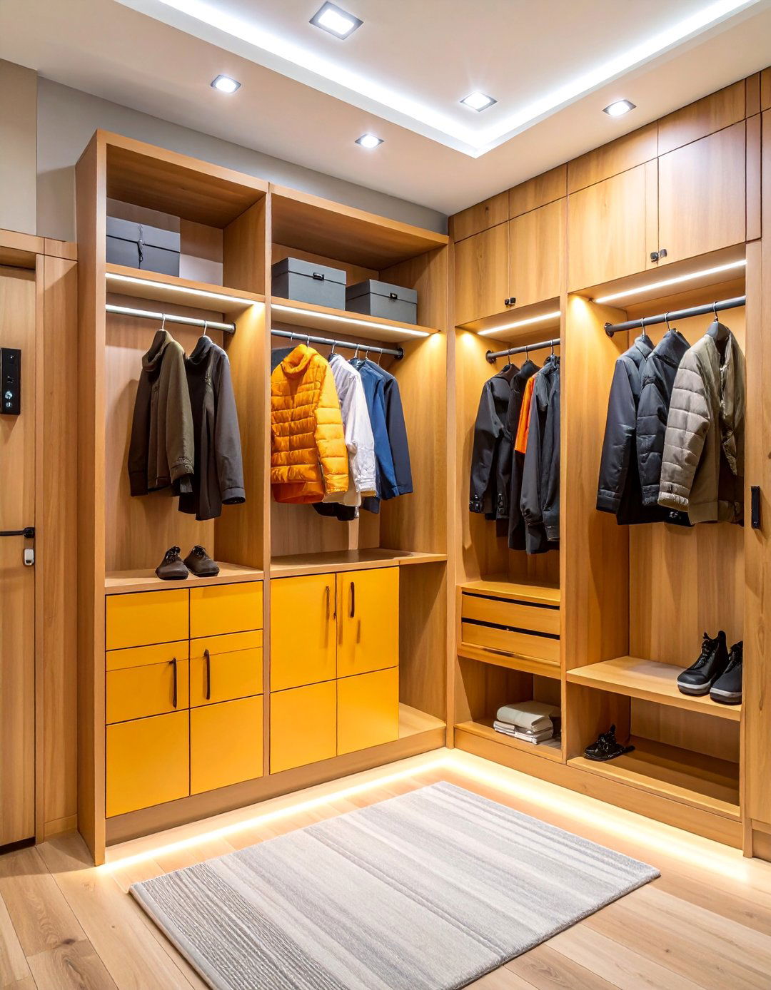 Smart Technology Coat Closet with Motion Sensors - 25 Coat Closet Ideas