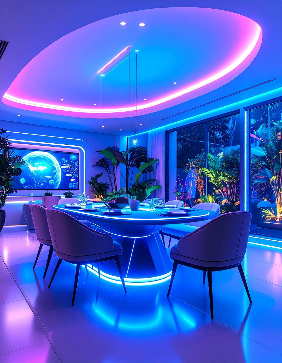 Smart Technology Integrated Modern Dining Room - 25 Modern Dining Room Ideas