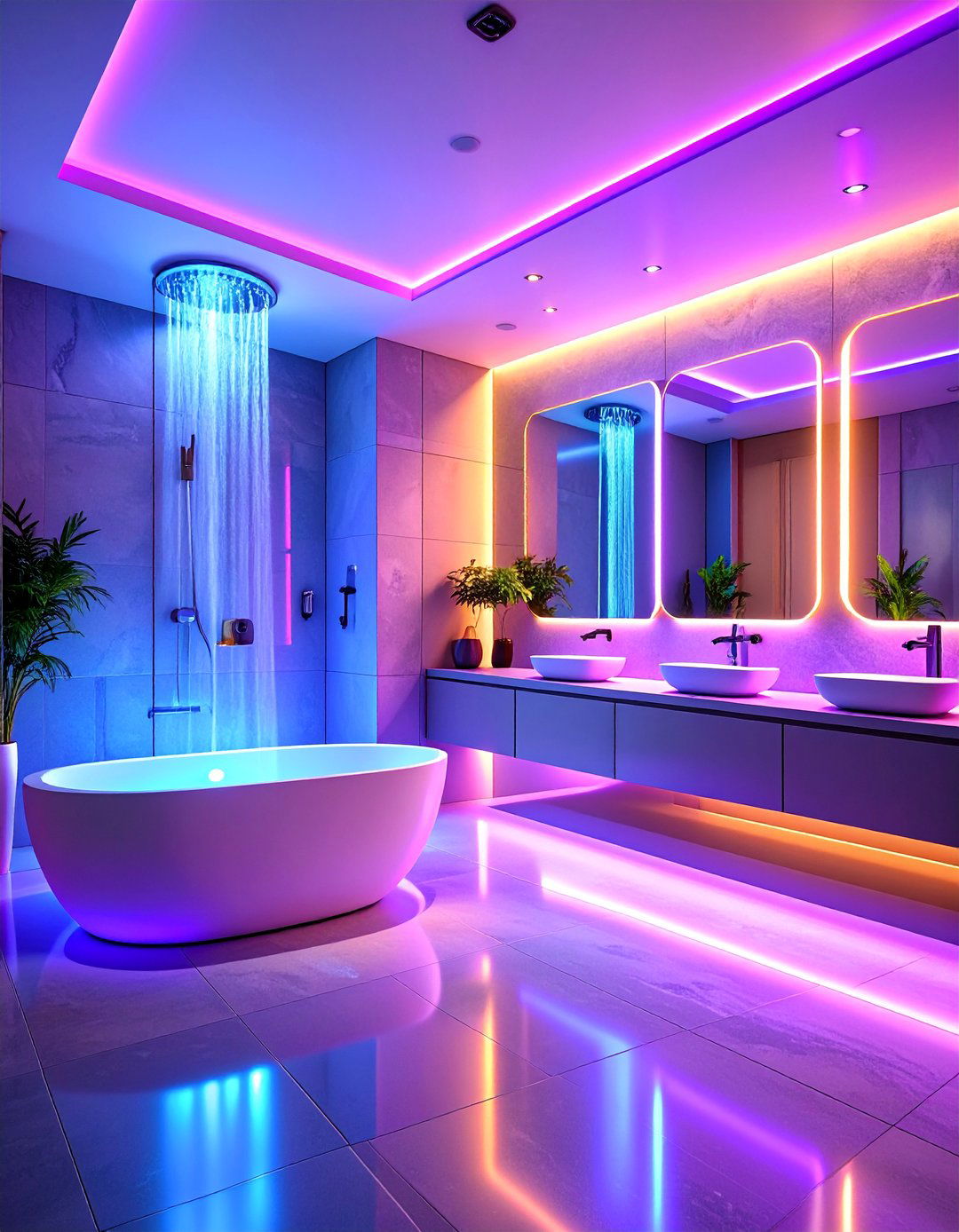 Smart Technology Integration with Automated Features - 25 Large Bathroom Ideas