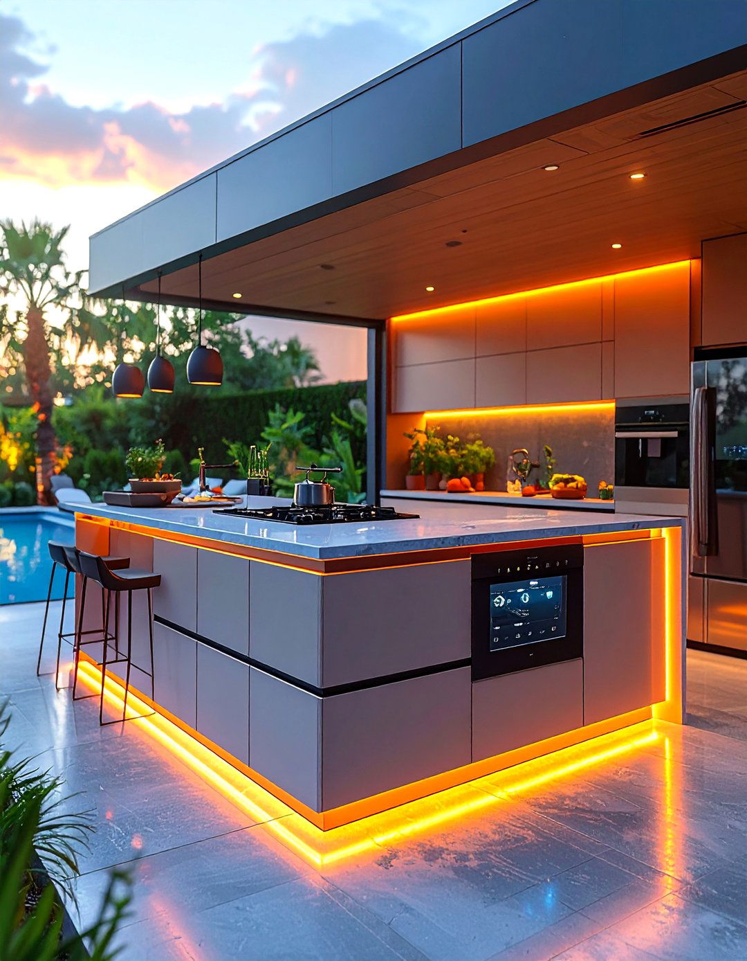 Smart Technology Integration - 25 Outdoor Countertop Ideas