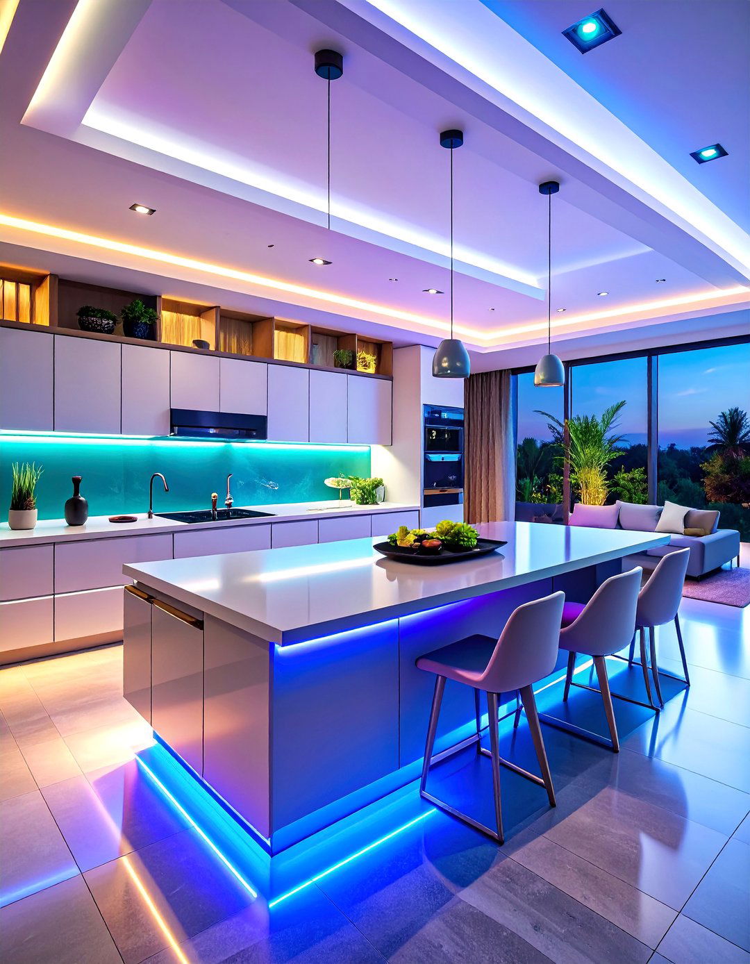 Smart Technology Open Kitchen with Voice Controls - 25 Open Kitchen Living Room Ideas