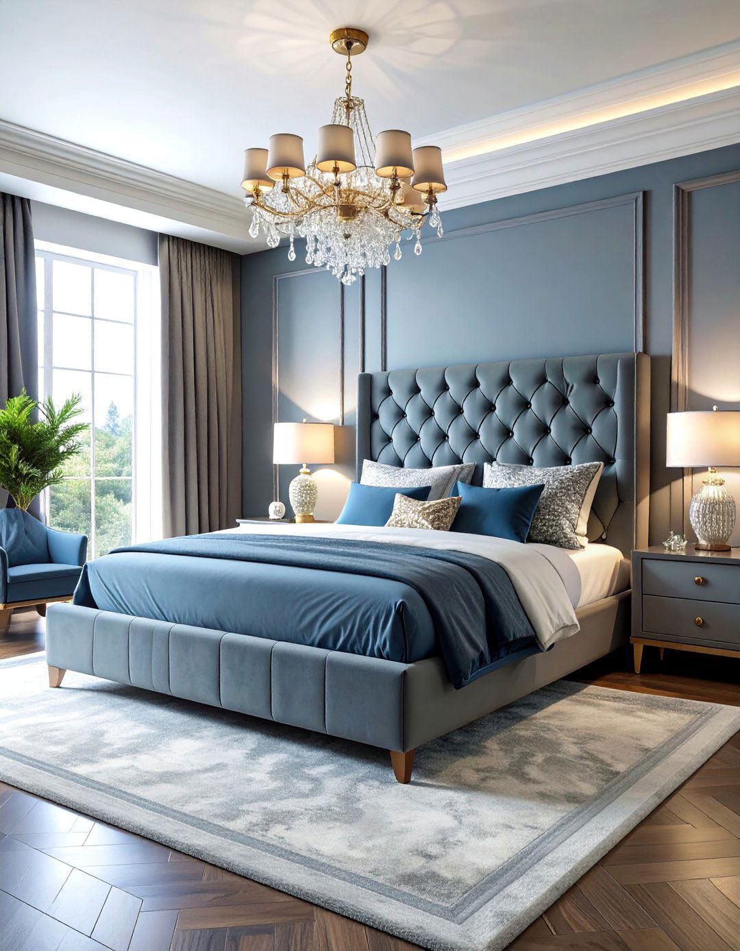 Smoky Gray Diamond Elegance - 25 Glam Bedroom Ideas
