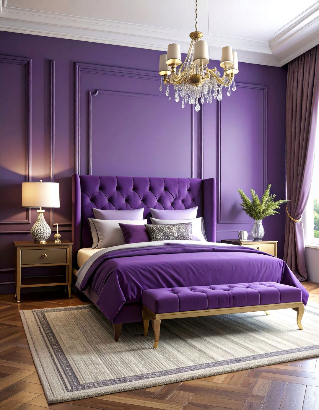 Smoky Purple Limewash Bedroom with Luxurious Drama - 25 Limewash Bedroom Ideas