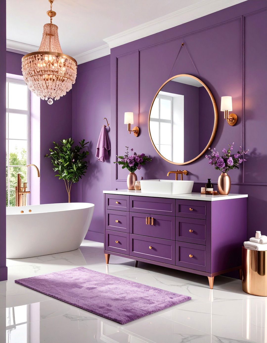 Smoky Purple and Rose Gold Mystical Elegance - 25 Gold Bathroom Ideas