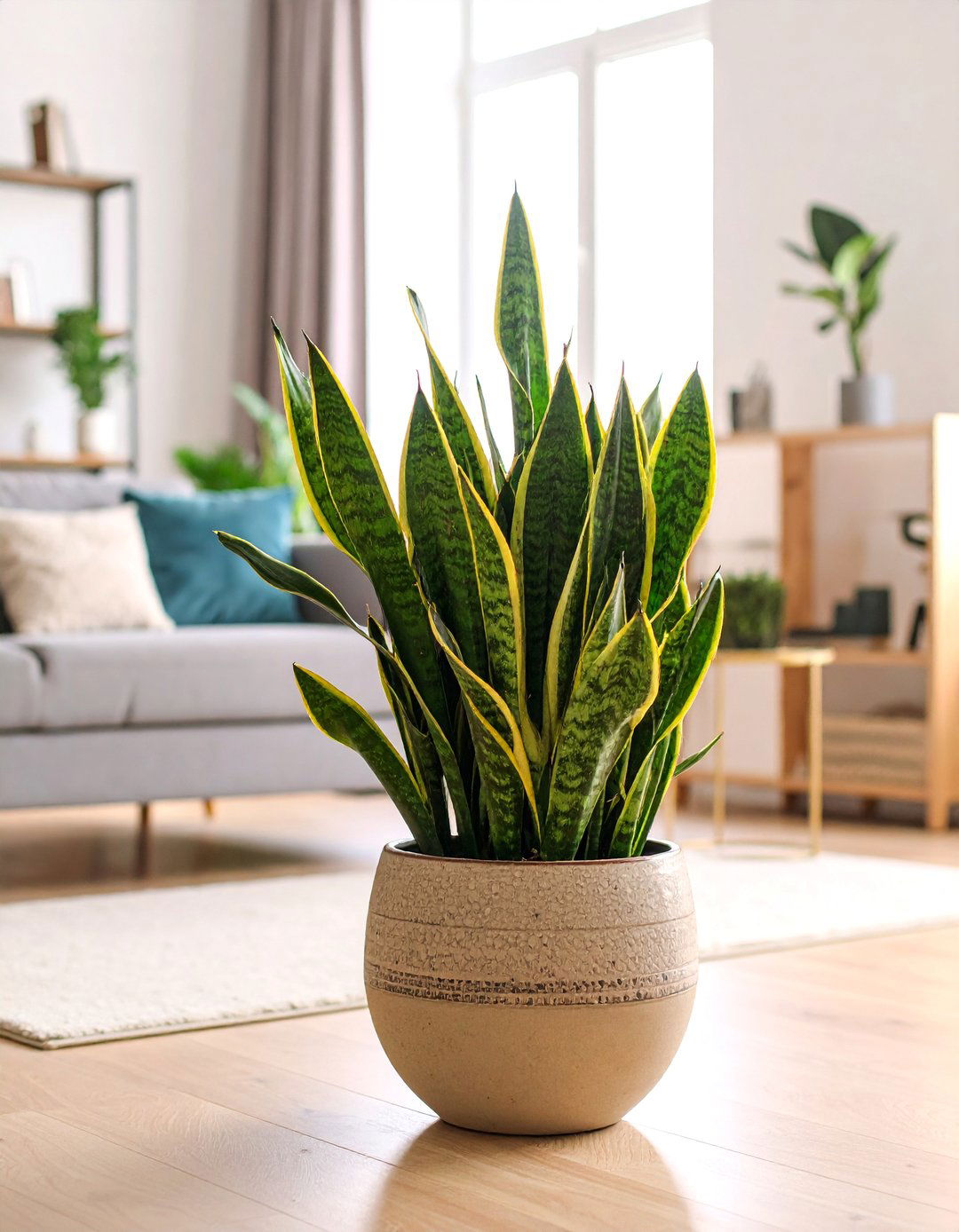 Snake Plant with Minimalist Modern Styling - 25 Indoor Plants That Don't Need Sun
