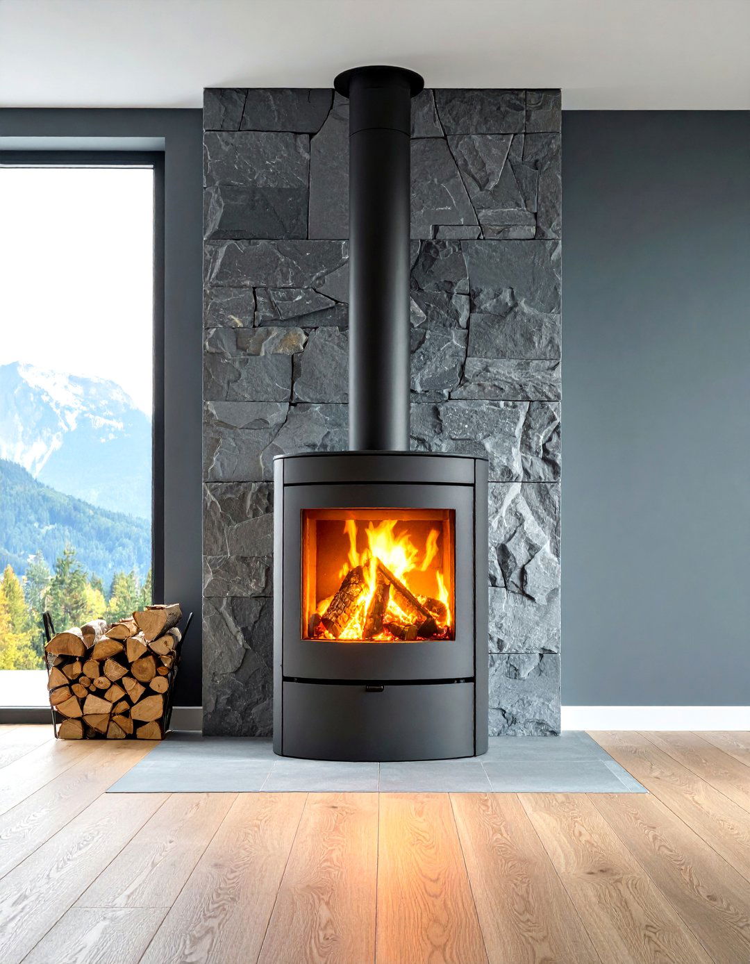 Soapstone Wood Burning Stove Design - 25 Scandinavian Fireplace Ideas