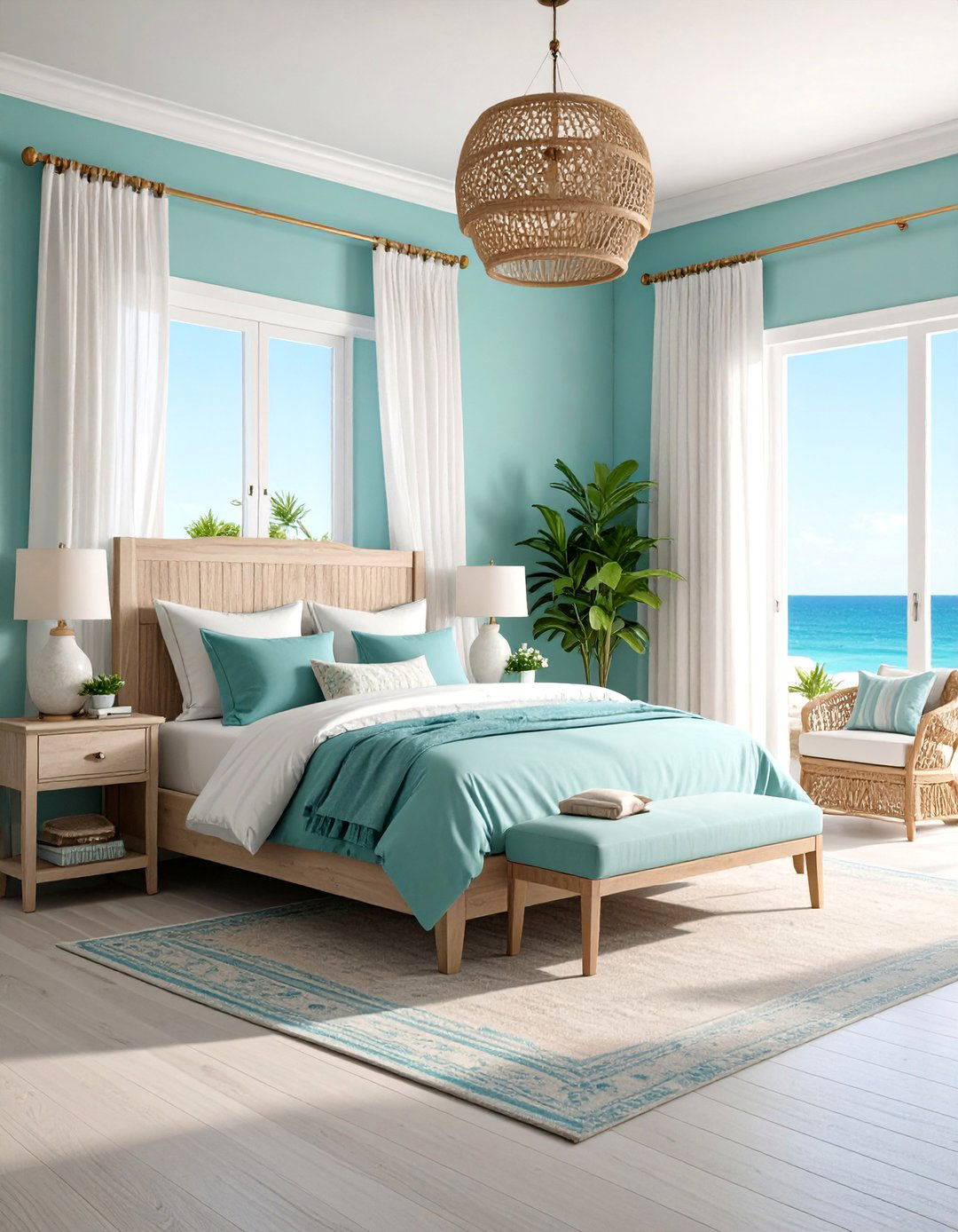 Soft Aqua Bedroom with Coastal Elements - 25 Pastel Colour Ideas for Your Home