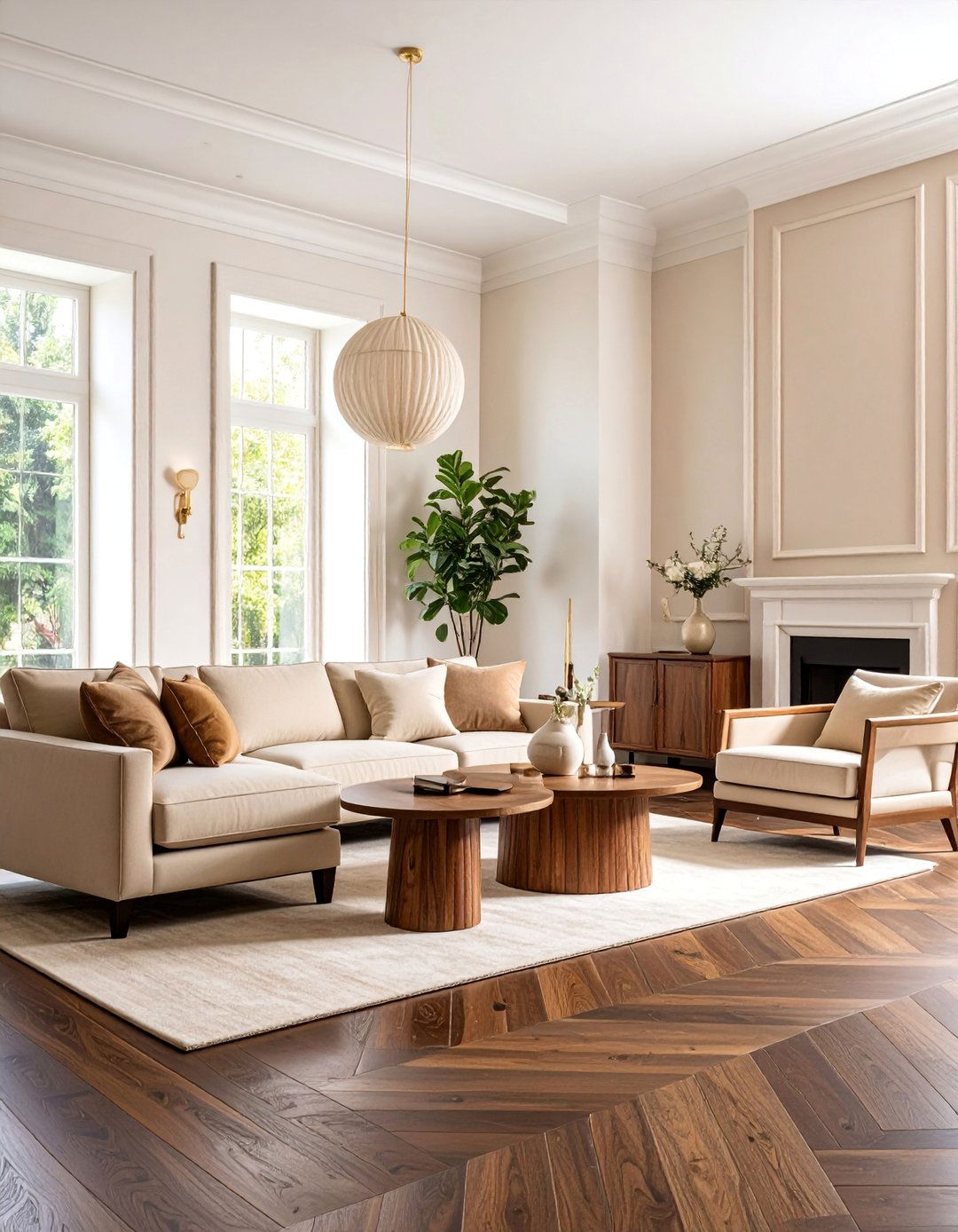 Soft Beige Walls with Espresso Stained Floors - 25 Floor and Wall Color Ideas