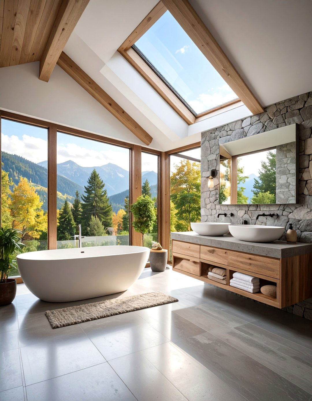 Soft Brutalist Bathroom with Natural Stone - 25 Brutalist Interior Design Ideas