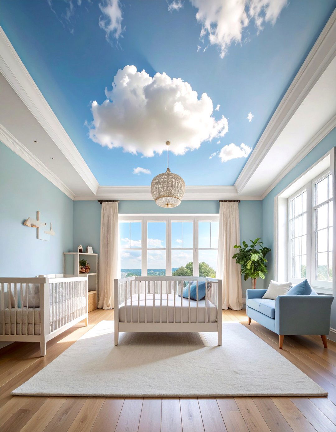 Soft Cloud Sky Ceiling Mural - 25 Ceiling Wallpaper Ideas