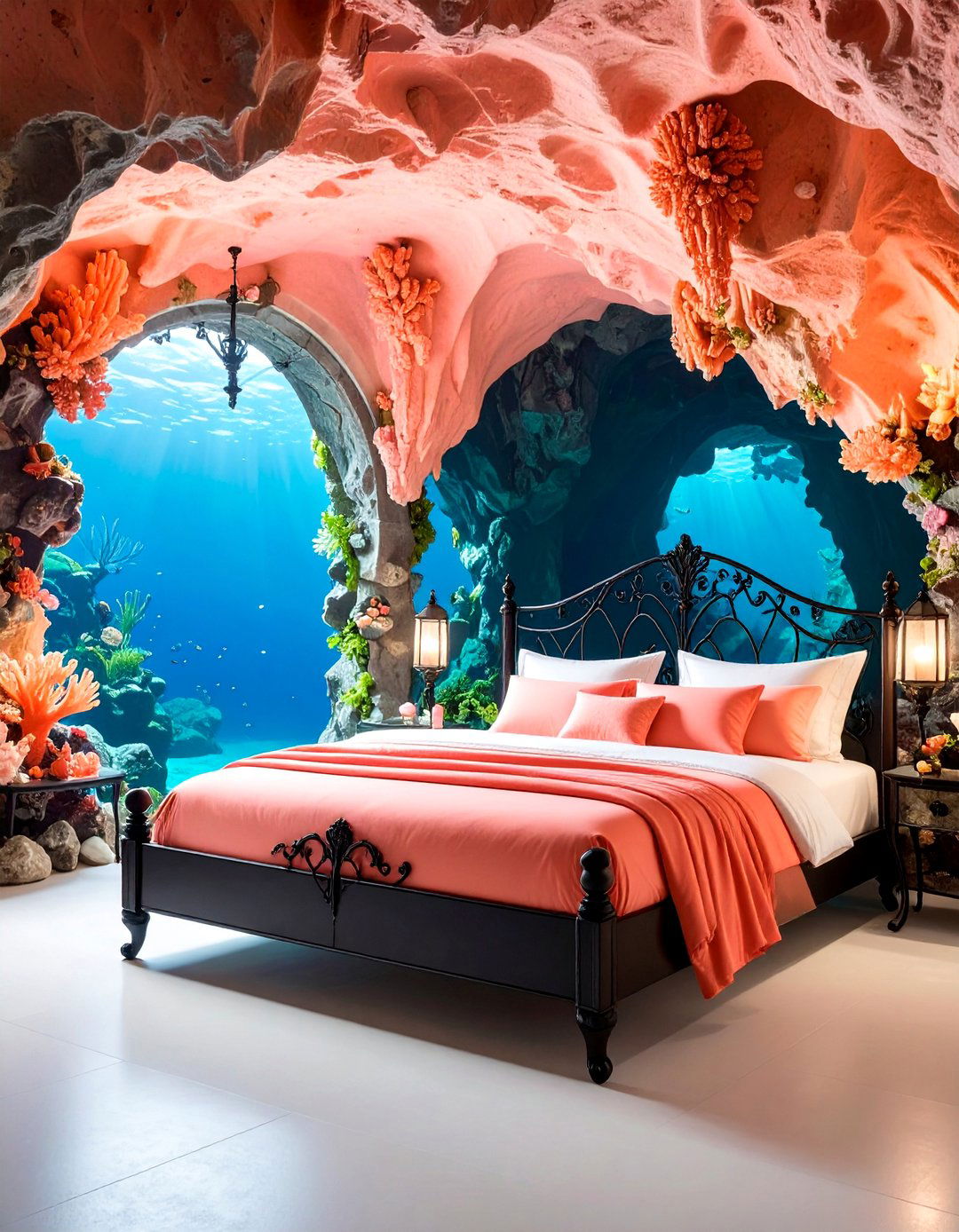 Soft Coral Underwater Gothic Grotto - 25 pastel goth bedroom ideas