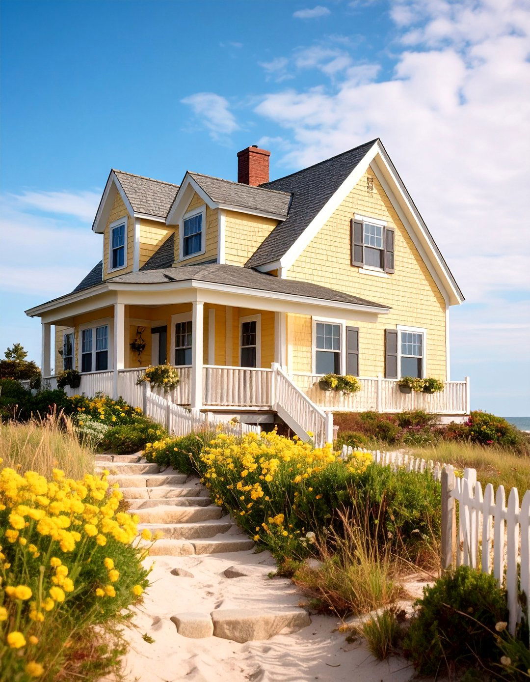 Soft Daffodil Cape Cod with Cedar Shingles - 25 Yellow Exterior Home Ideas
