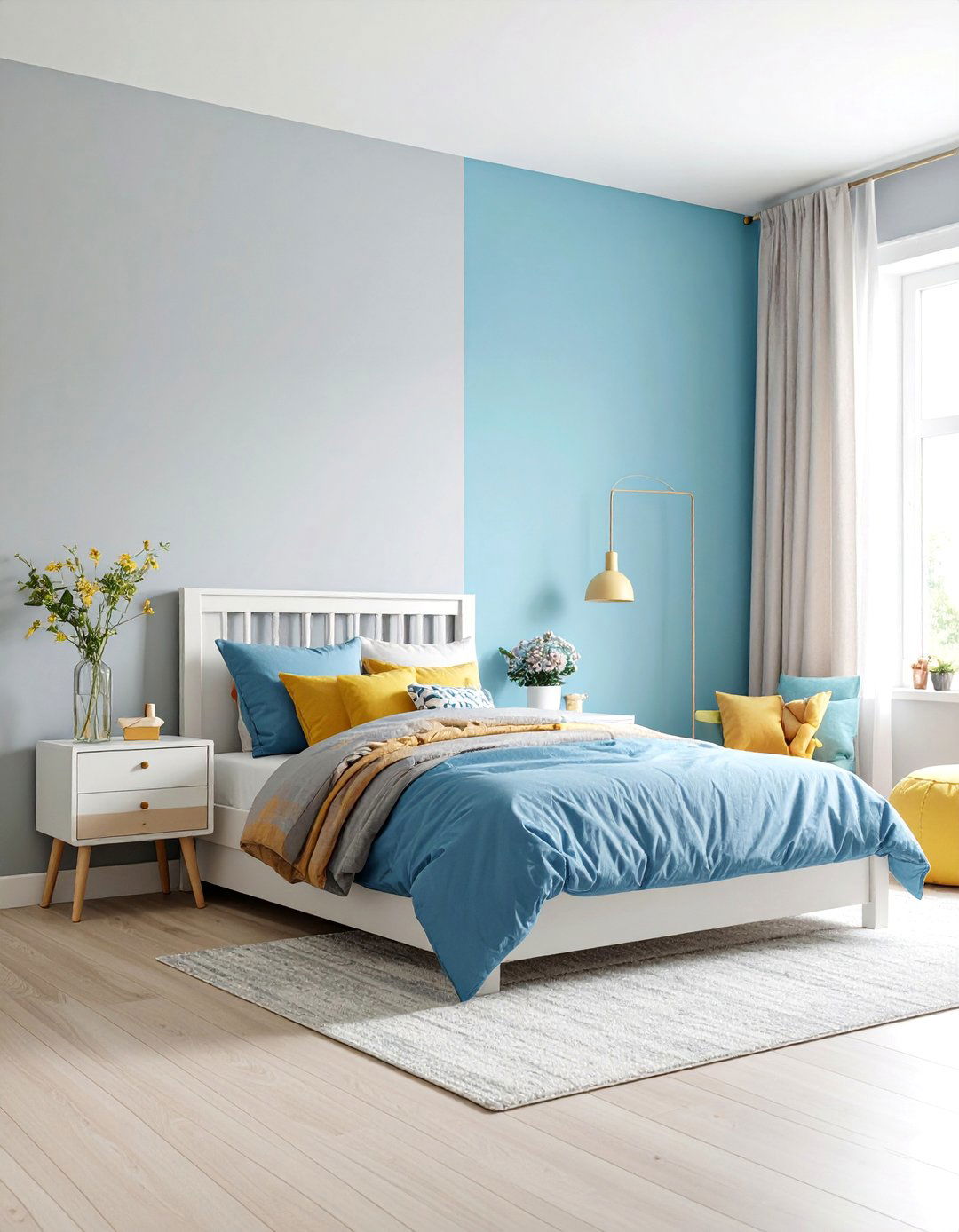 Soft Gray Boys Bedroom with Colorful Accent Walls - 25 Boys Room Paint Ideas