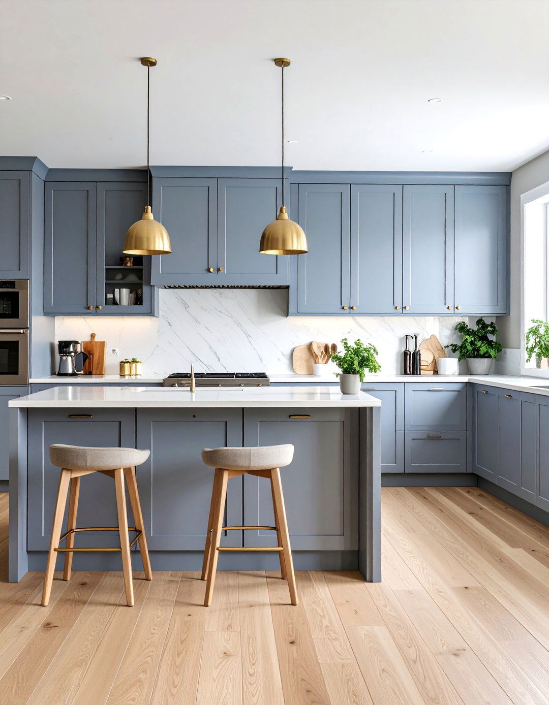 Soft Gray and Brass Contemporary Kitchen - 25 Kitchen Color Ideas