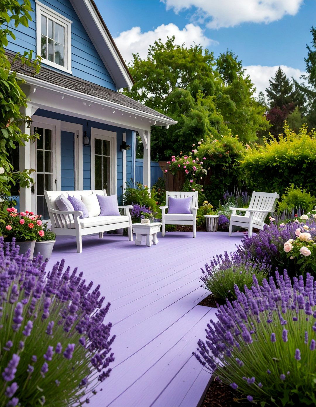 Soft Lavender Deck with English Garden Romance - 25 Deck Color Ideas