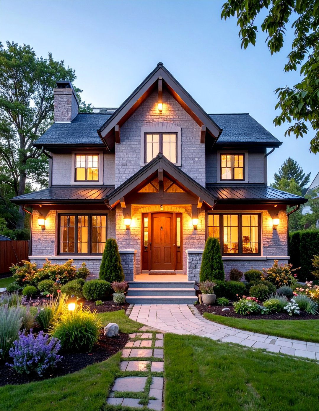 Soft Lavender Gray with White Highlights - 25 Exterior Brick Paint Color Ideas