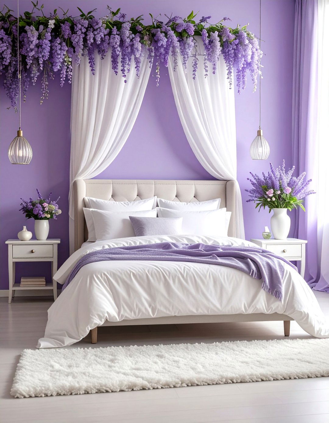 Soft Lavender Limewash Bedroom with Feminine Touches - 25 Limewash Bedroom Ideas