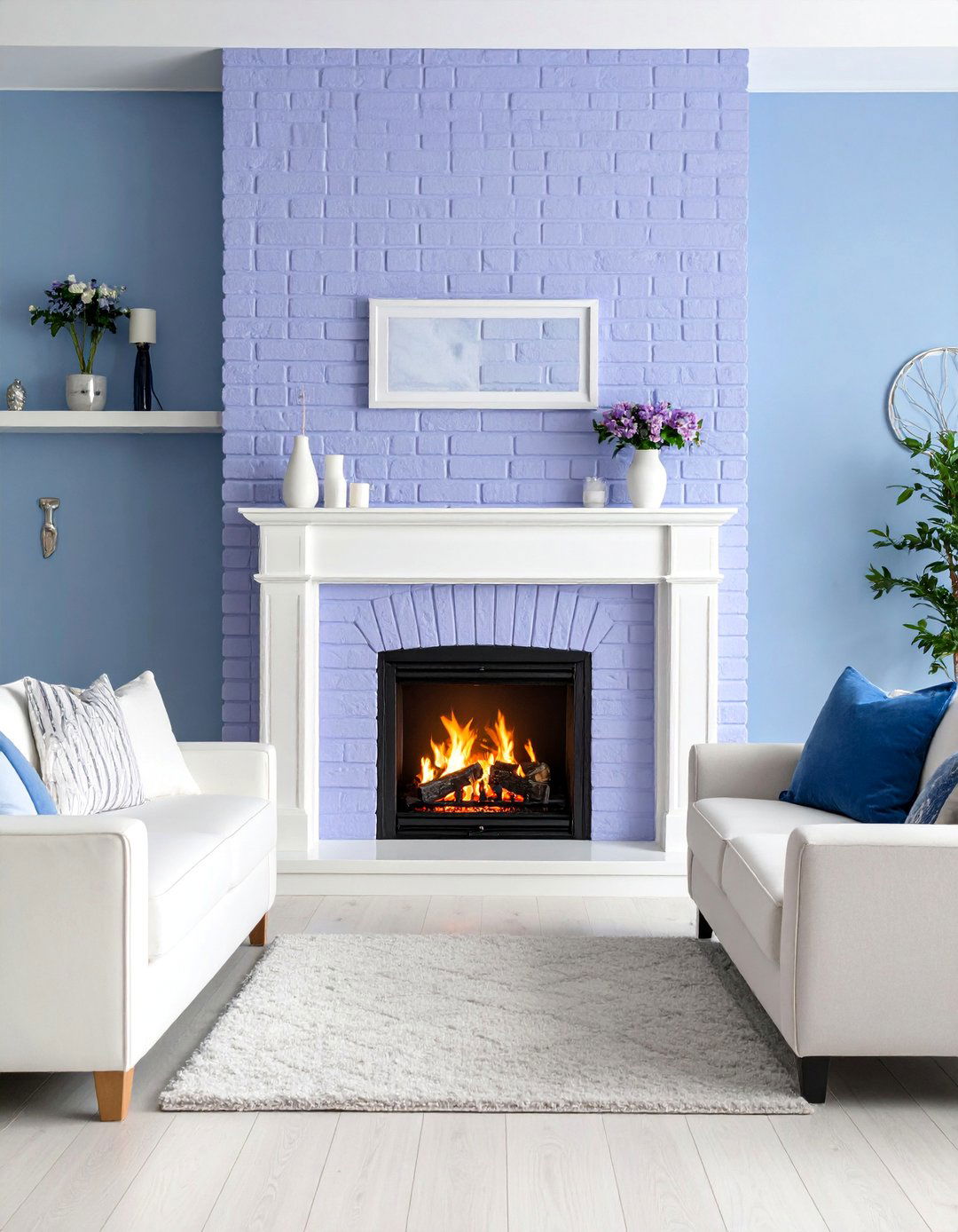 Soft Lavender Painted Brick Fireplace - 25 Painted Brick Fireplace Ideas