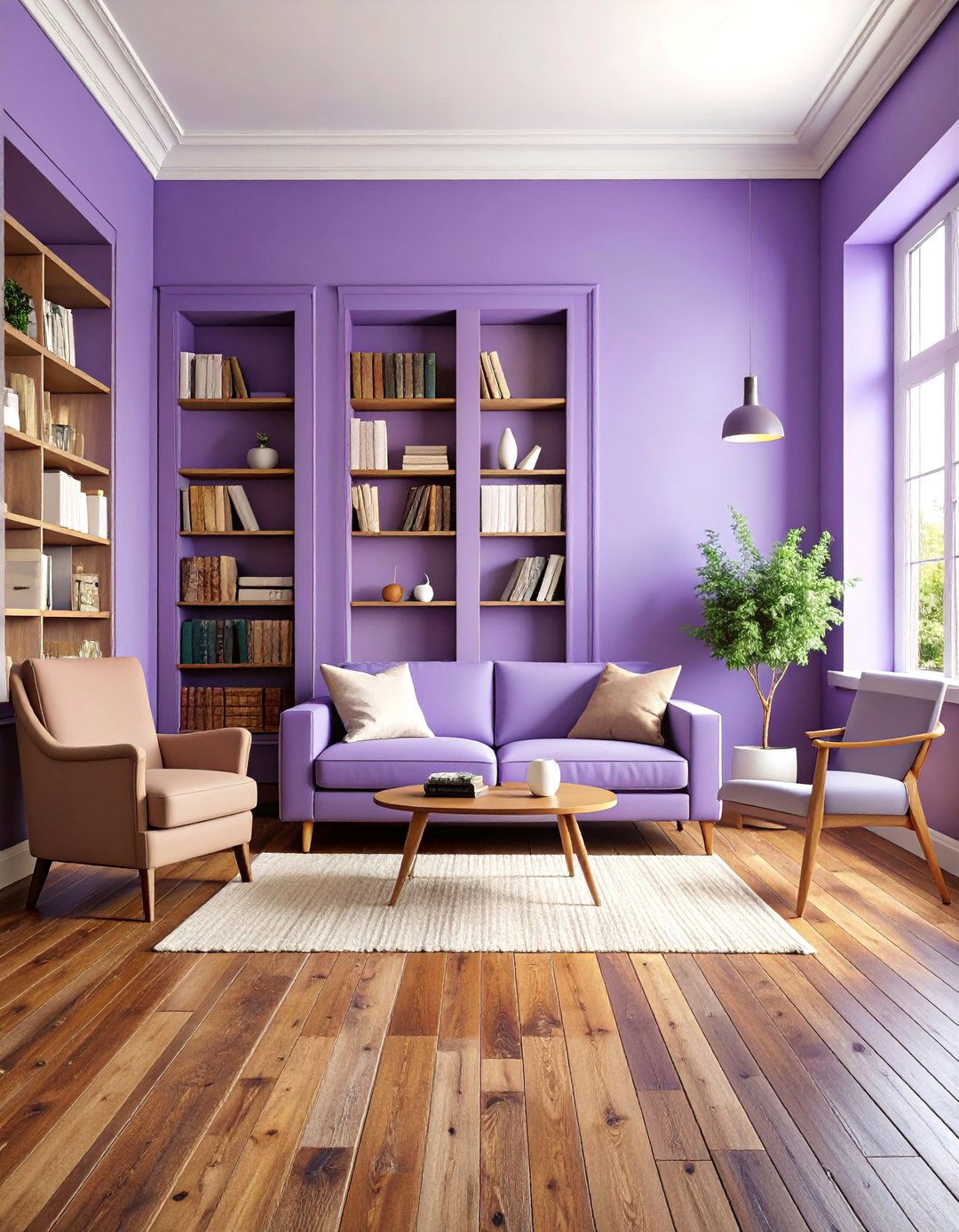Soft Lavender Walls with Reclaimed Chestnut Floors - 25 Floor and Wall Color Ideas
