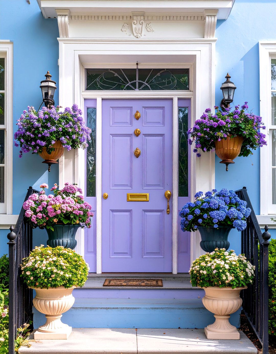 Soft Lavender with Victorian Details - 25 Front Door Color Ideas
