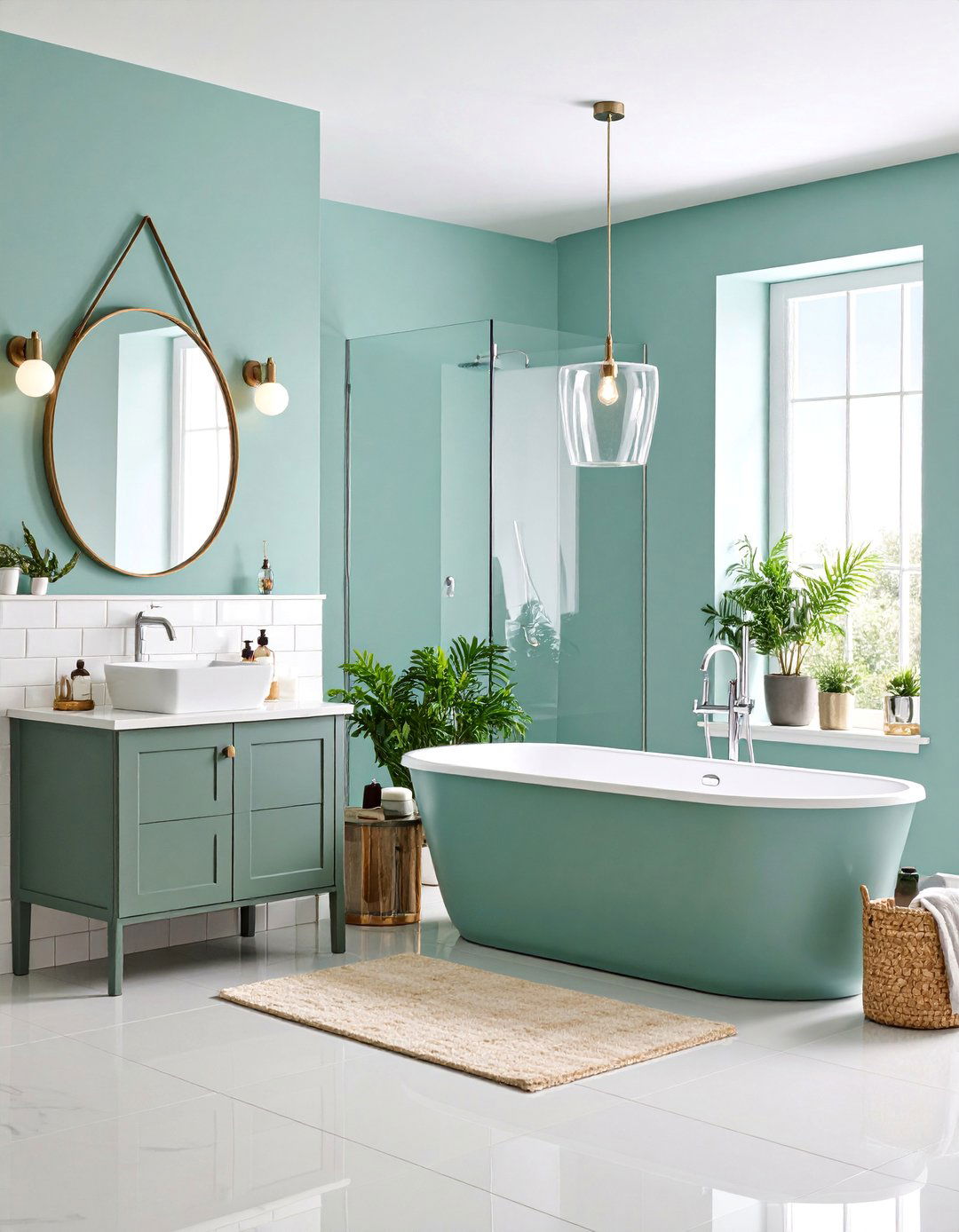 Soft Mint Green Bathroom with Silver Accents - 25 Bathroom Color Ideas