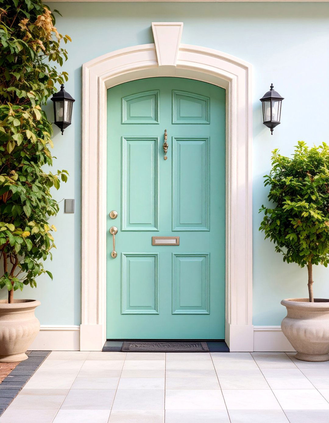 Soft Mint Green Front Door - 25 Mid Century Front Door Colors