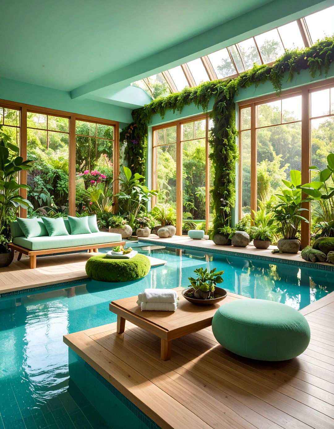 Soft Mint Victorian Spa Retreat with Natural Wellness Elements - 25 Victorian Sunroom Ideas