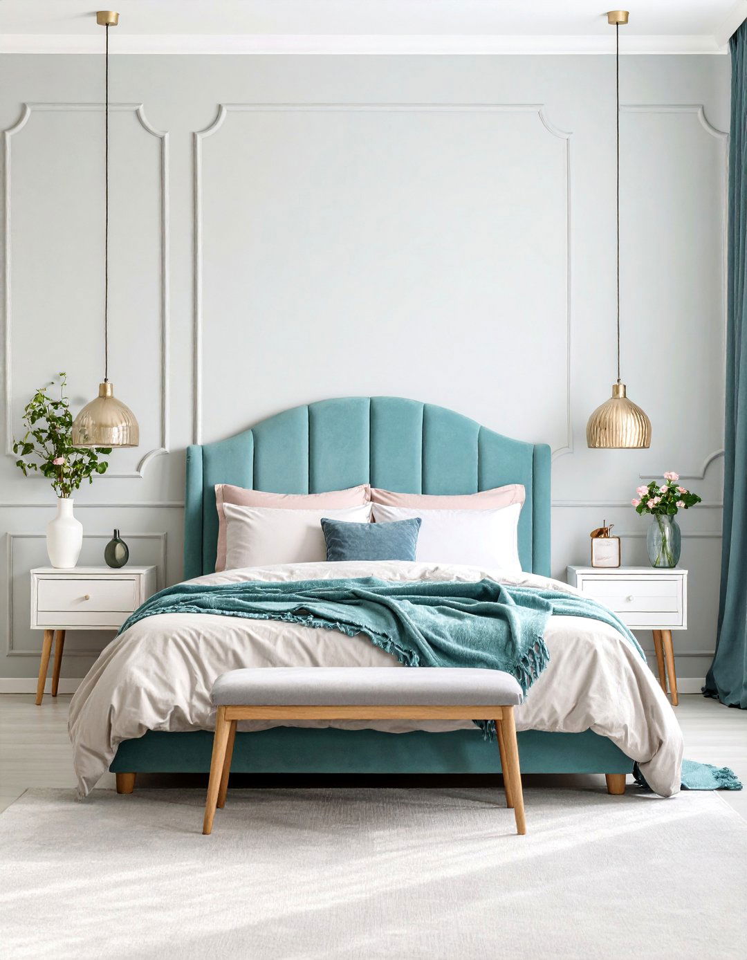 Soft Pastel Accents in Neutral Foundation - 25 Minimalist Bedroom Ideas