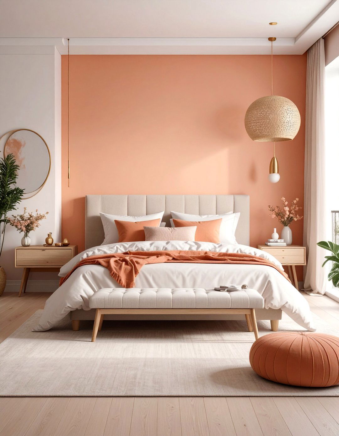 Soft Peach Bedroom with Sunset Inspiration - 25 Bedroom Paint Colors