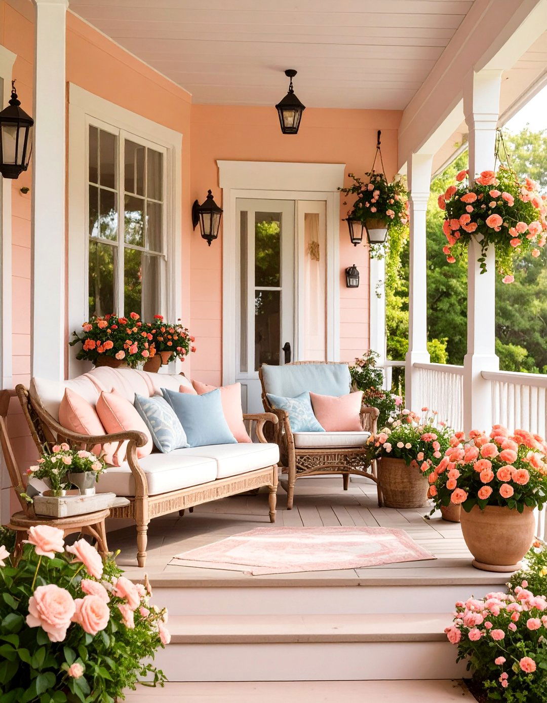 Soft Peach Porch with Gentle Warmth - 25 Porch Paint Colors