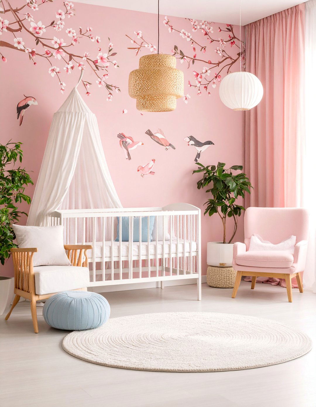 Soft Pink Chinoiserie Wallpaper - 25 Nursery Wall Decor Ideas