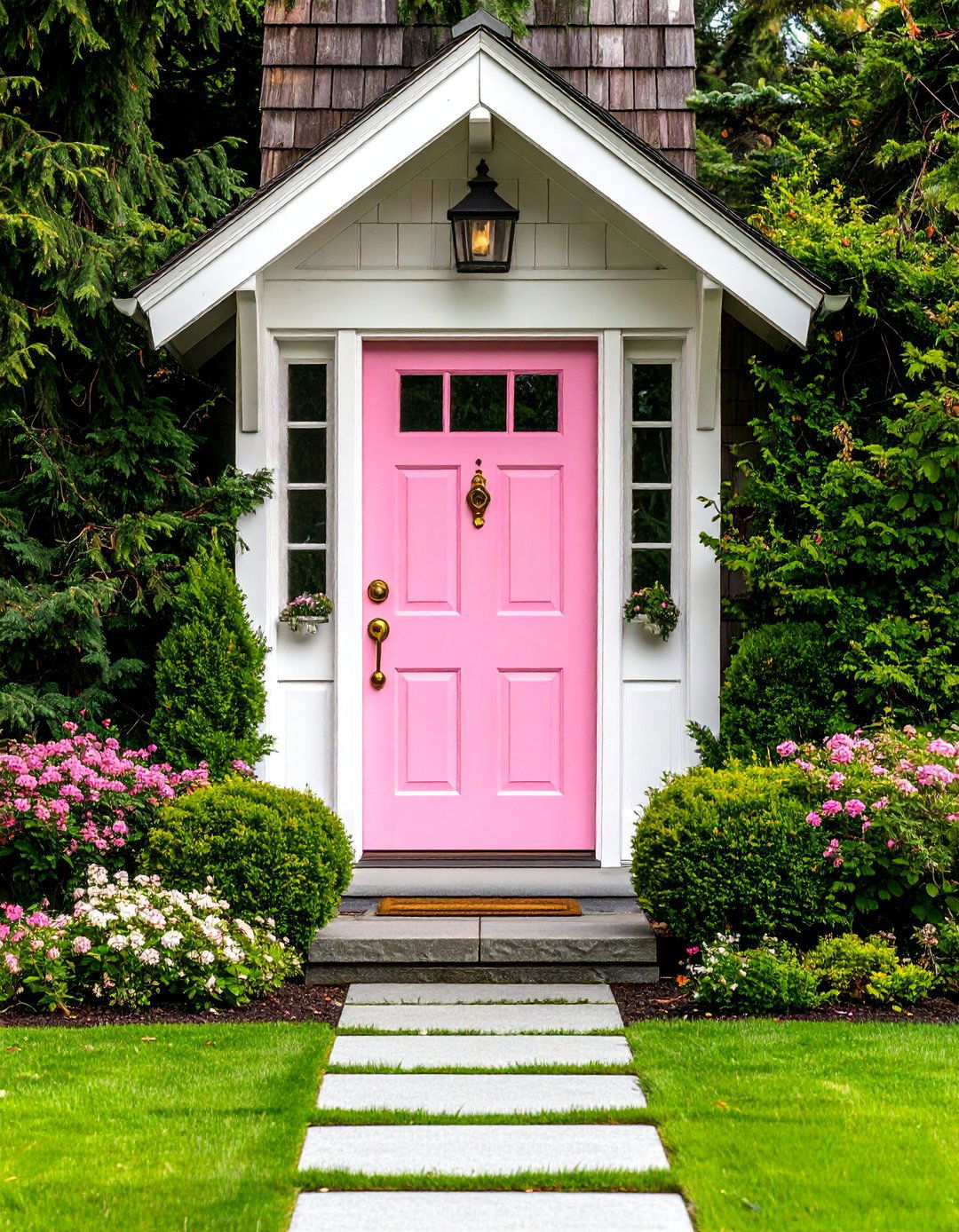 Soft Pink Cottage Door - 25 Cedar Front Door Colors Ideas