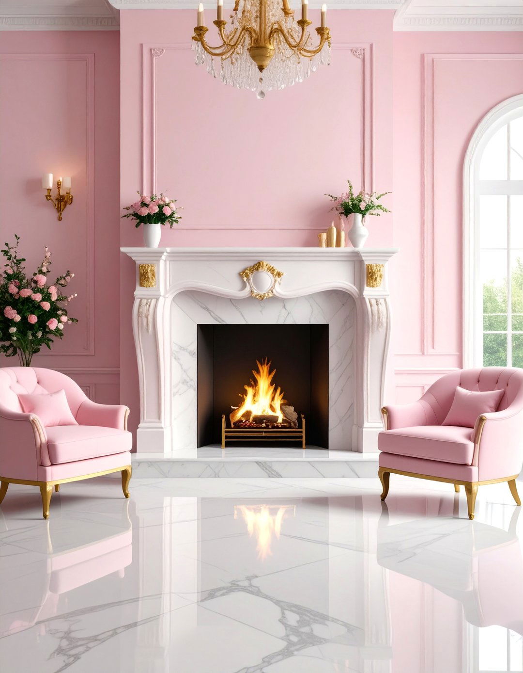 Soft Pink Fireplace with Romantic Appeal - 25 Fireplace Paint Ideas