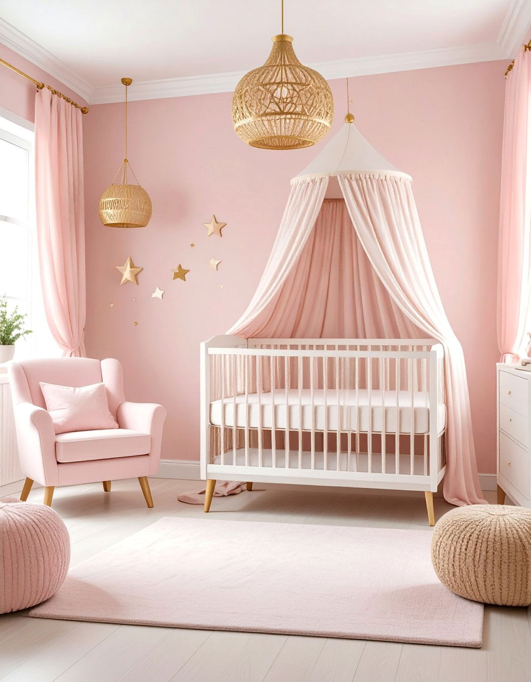 Soft Pink Nursery with Gold Accents - 25 Pastel Colour Ideas for Your Home