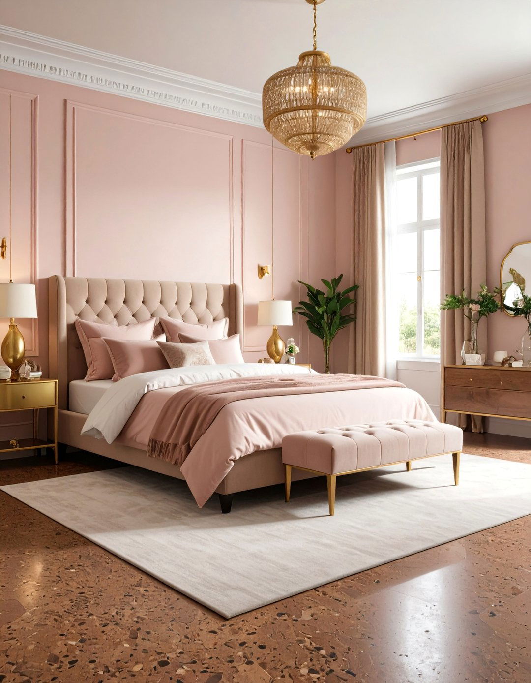 Soft Pink Walls with Dark Cork Floors - 25 Floor and Wall Color Ideas