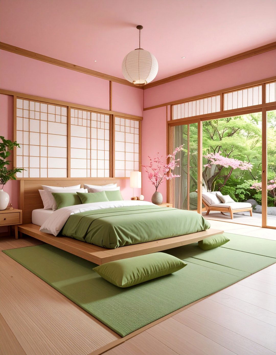 Soft Pink and Sage Green Zen Bedroom - 25 Pink and Green Bedroom Ideas