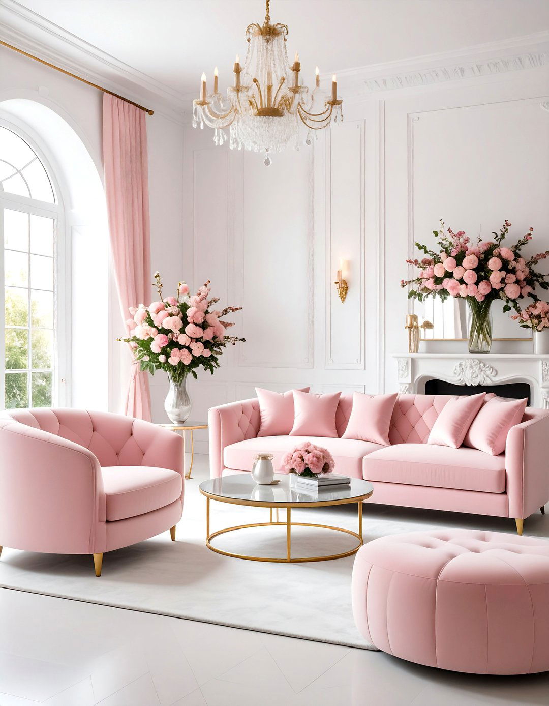 Soft Pink and White Living Room with Romantic Femininity - 25 Two Colour Combination for Living Room
