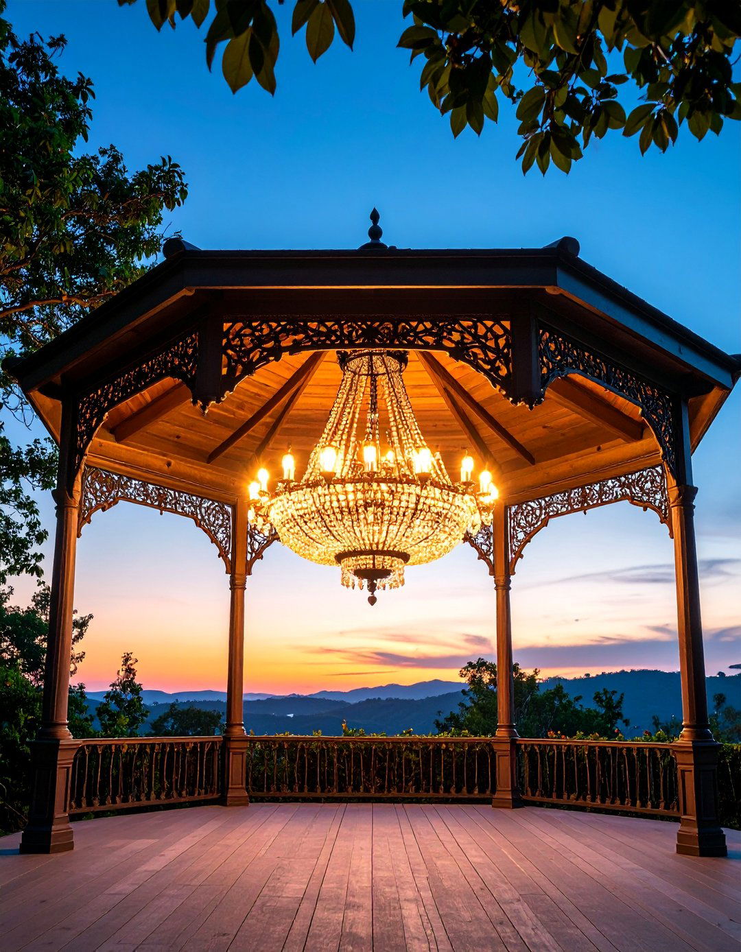 Solar Chandelier Centerpiece Design - 25 Gazebo Lighting Ideas