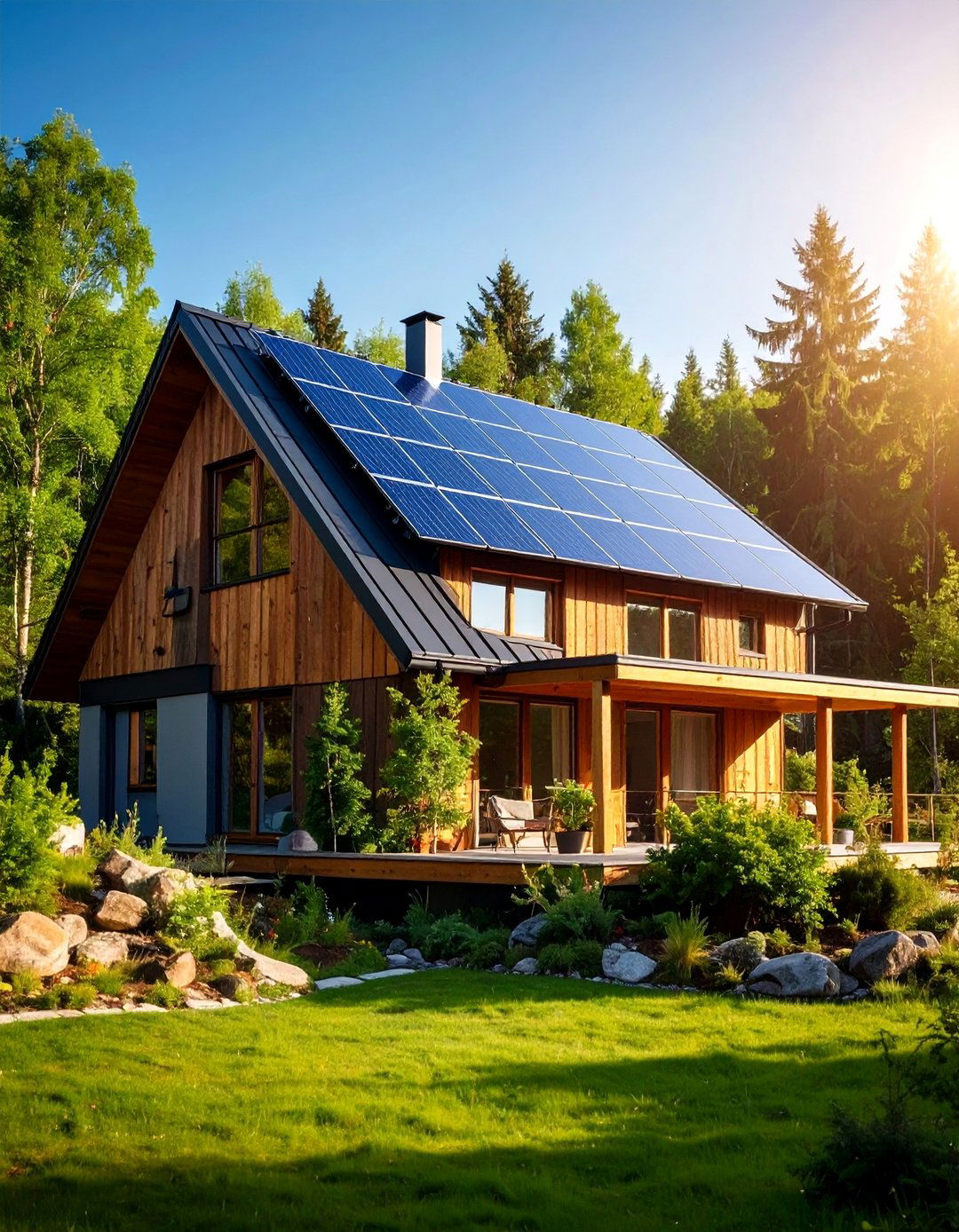 Solar Integrated Green Design with Natural Materials - 25 Scandinavian House Exterior Ideas