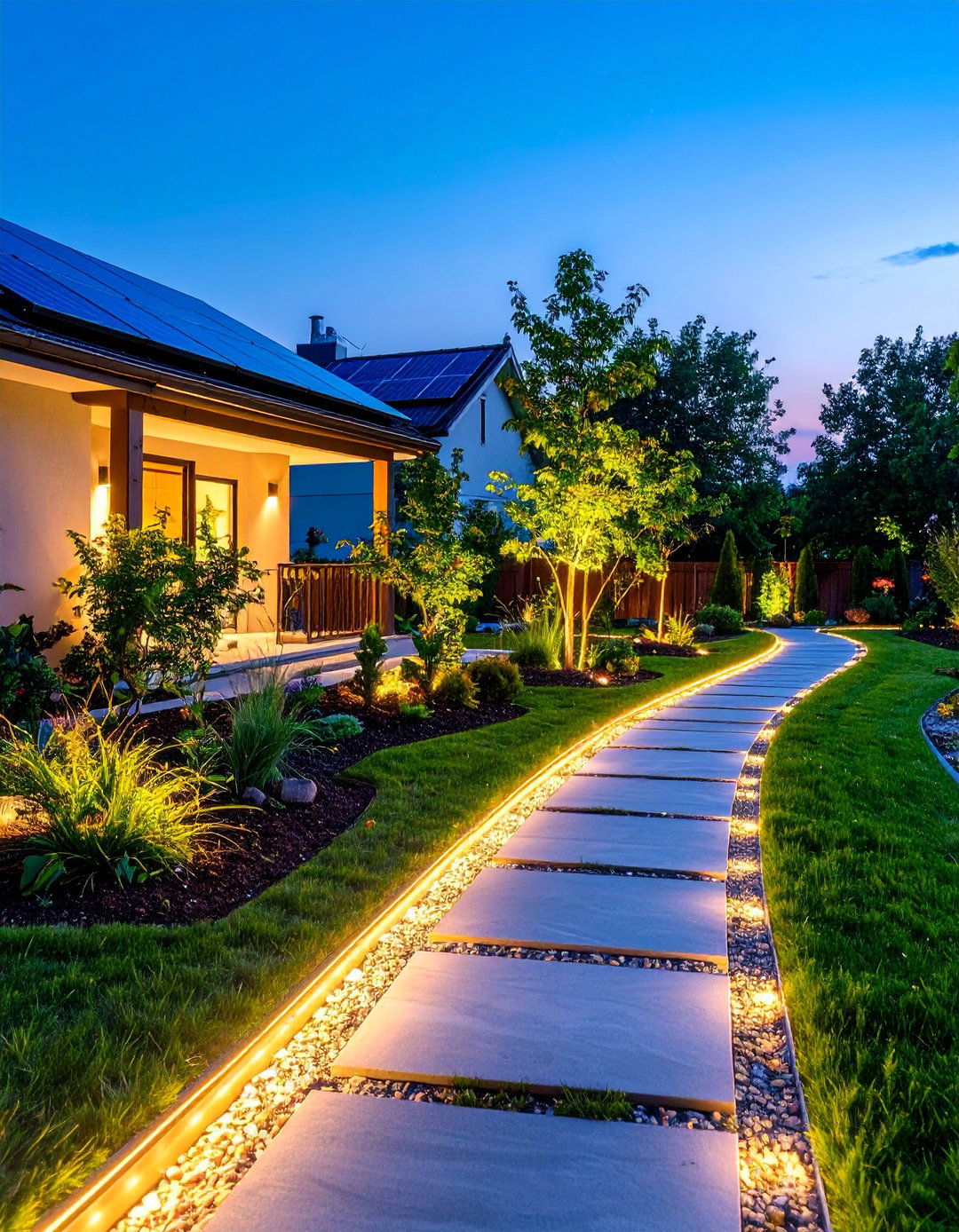 Solar LED Strip Illumination - 25 Modern Garden Edging Ideas