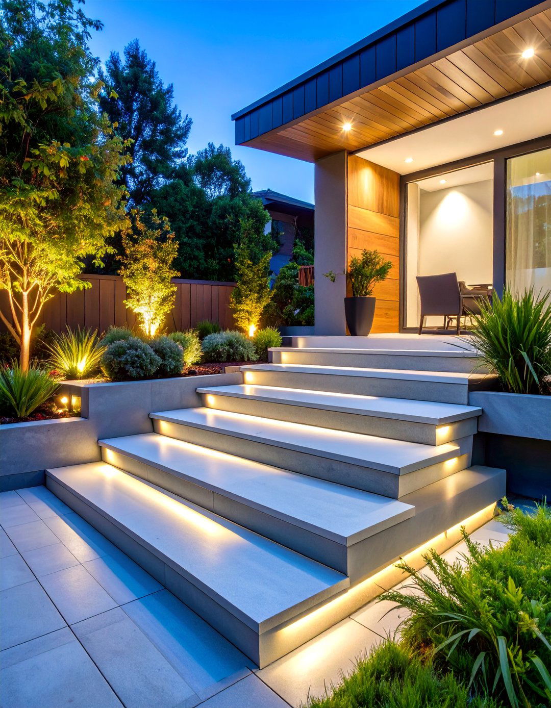 Solar Lit Composite Steps with Smart Technology - 25 Patio Steps Ideas