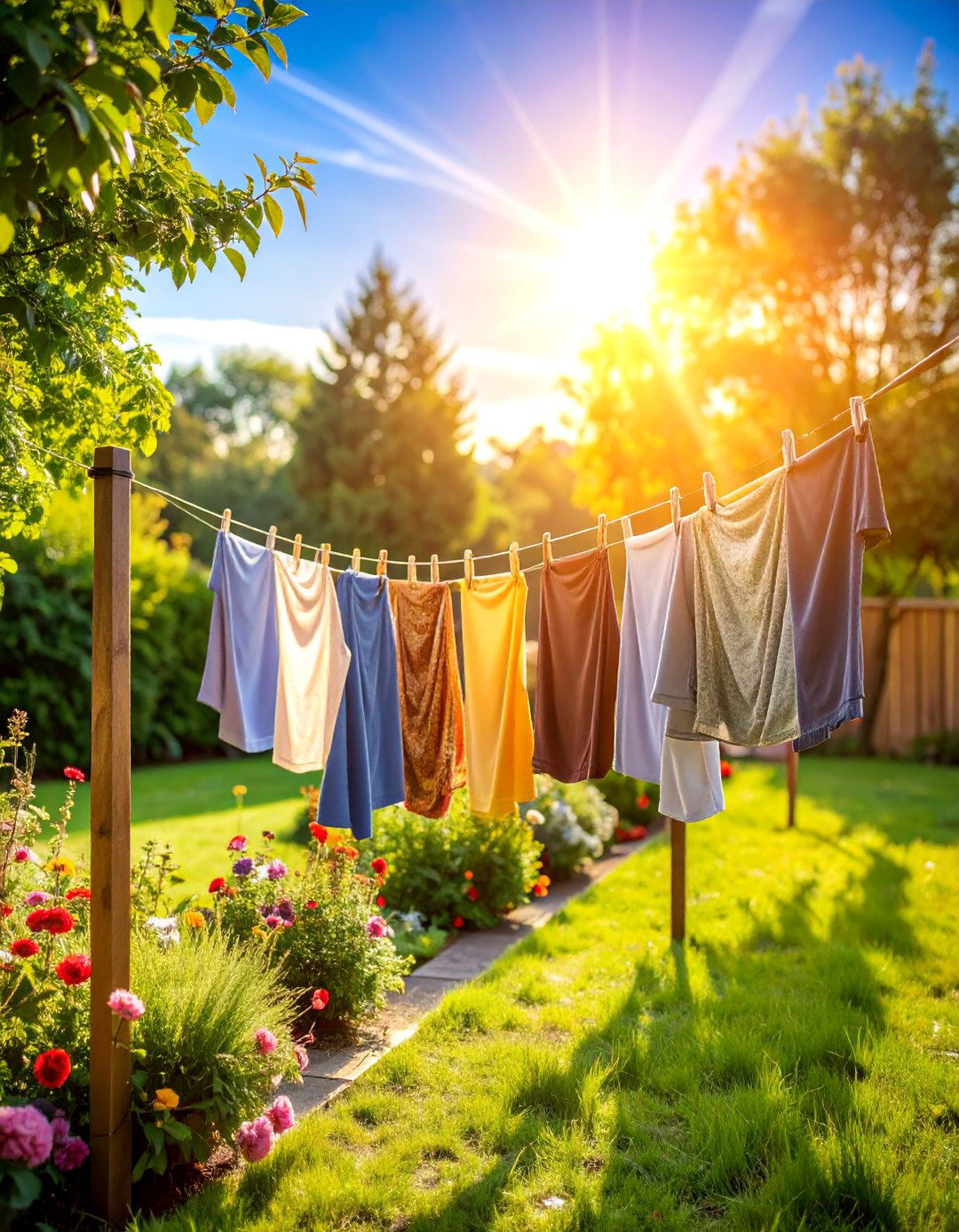 Solar Optimized Clothesline Positioning - 25 Outdoor Clothesline Ideas