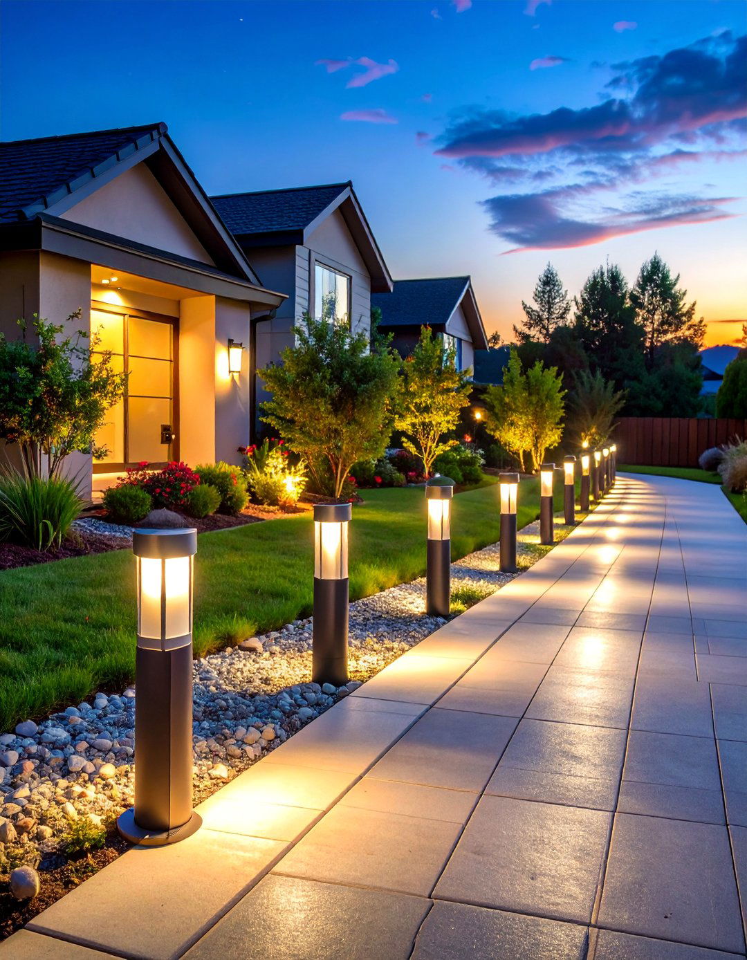 Solar Pathway Driveway Lighting Design - 25 Driveway Lighting Ideas